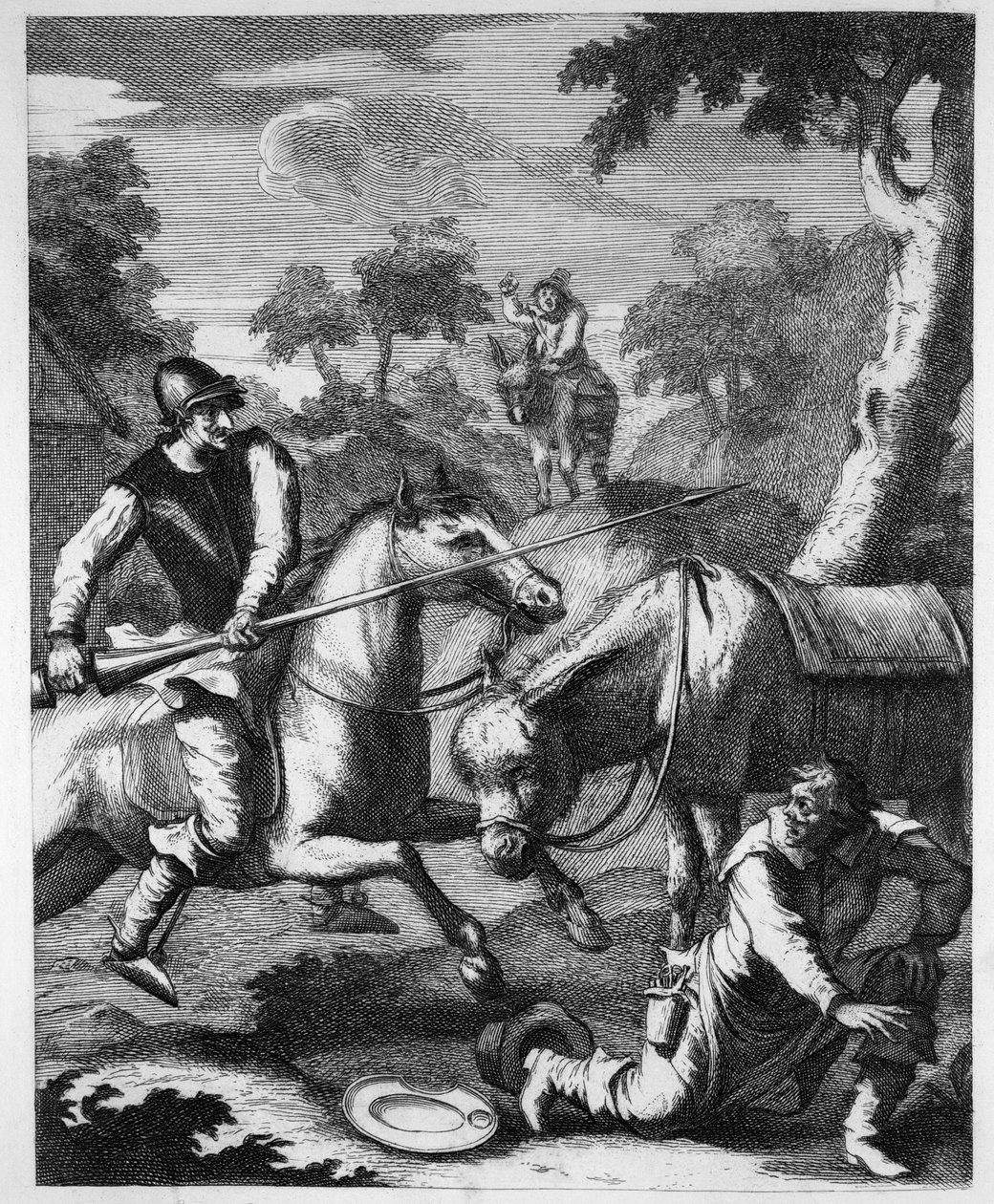 Don Luixote elfoglalja a Baibeis Basont Mambrinos sisakért alkotó: William Hogarth