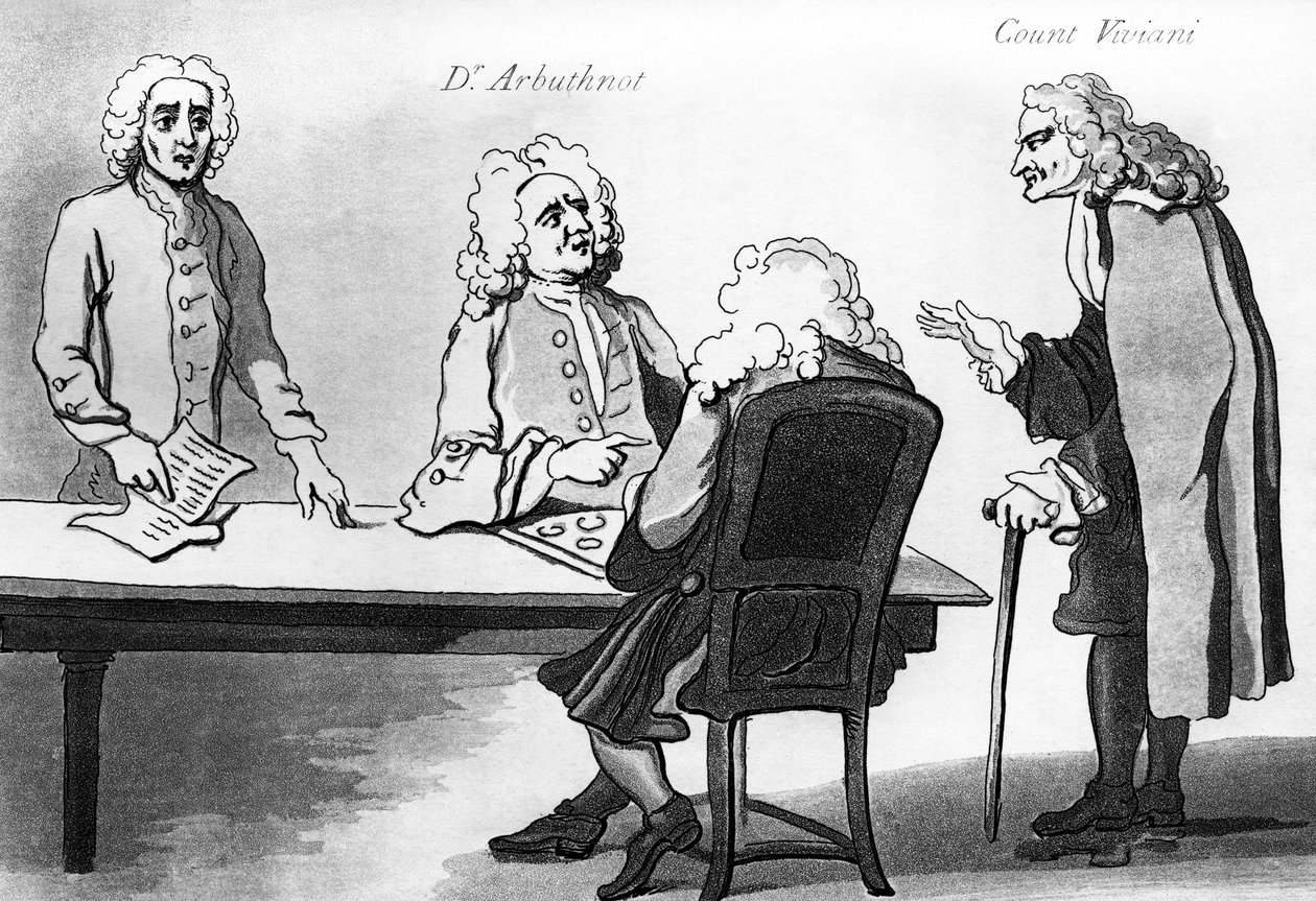 Dr. Arbuthnot és Viviani gróf Button kávéházában alkotó: William Hogarth