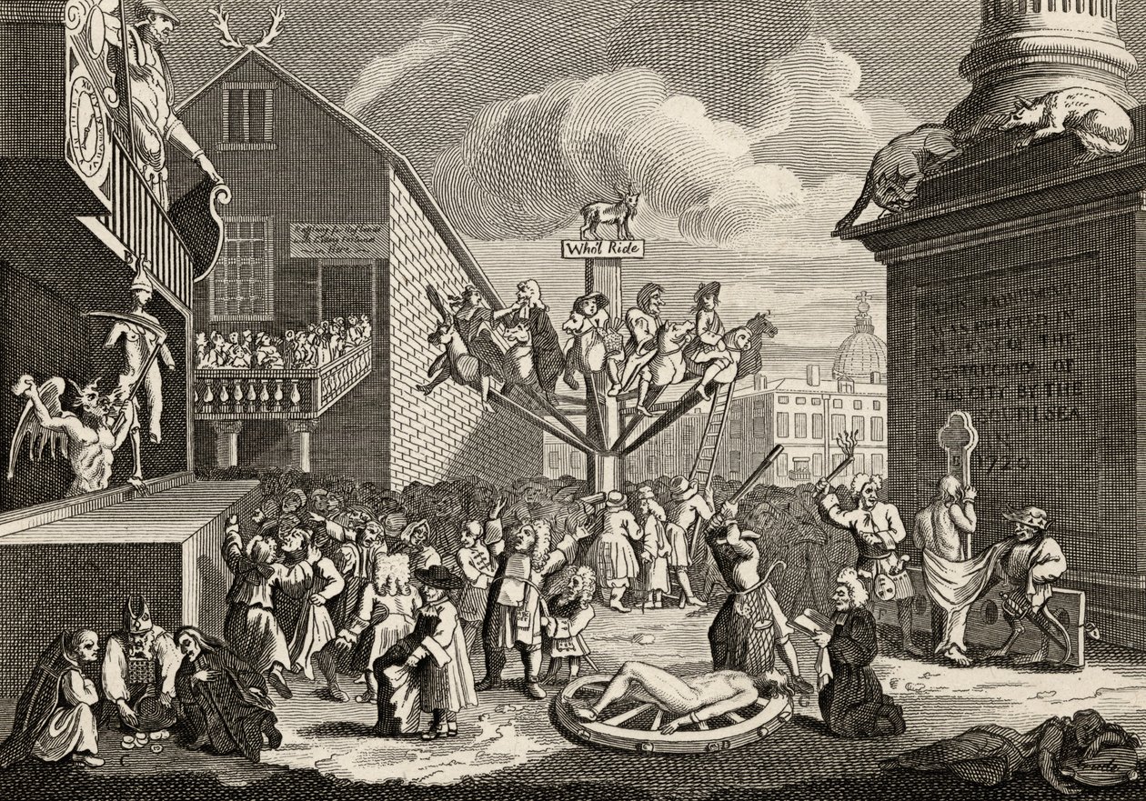Emblematikus metszet a Dél-tengerről, William Hogarth munkáiból, 1833-ban jelent meg (litográfia). alkotó: William Hogarth