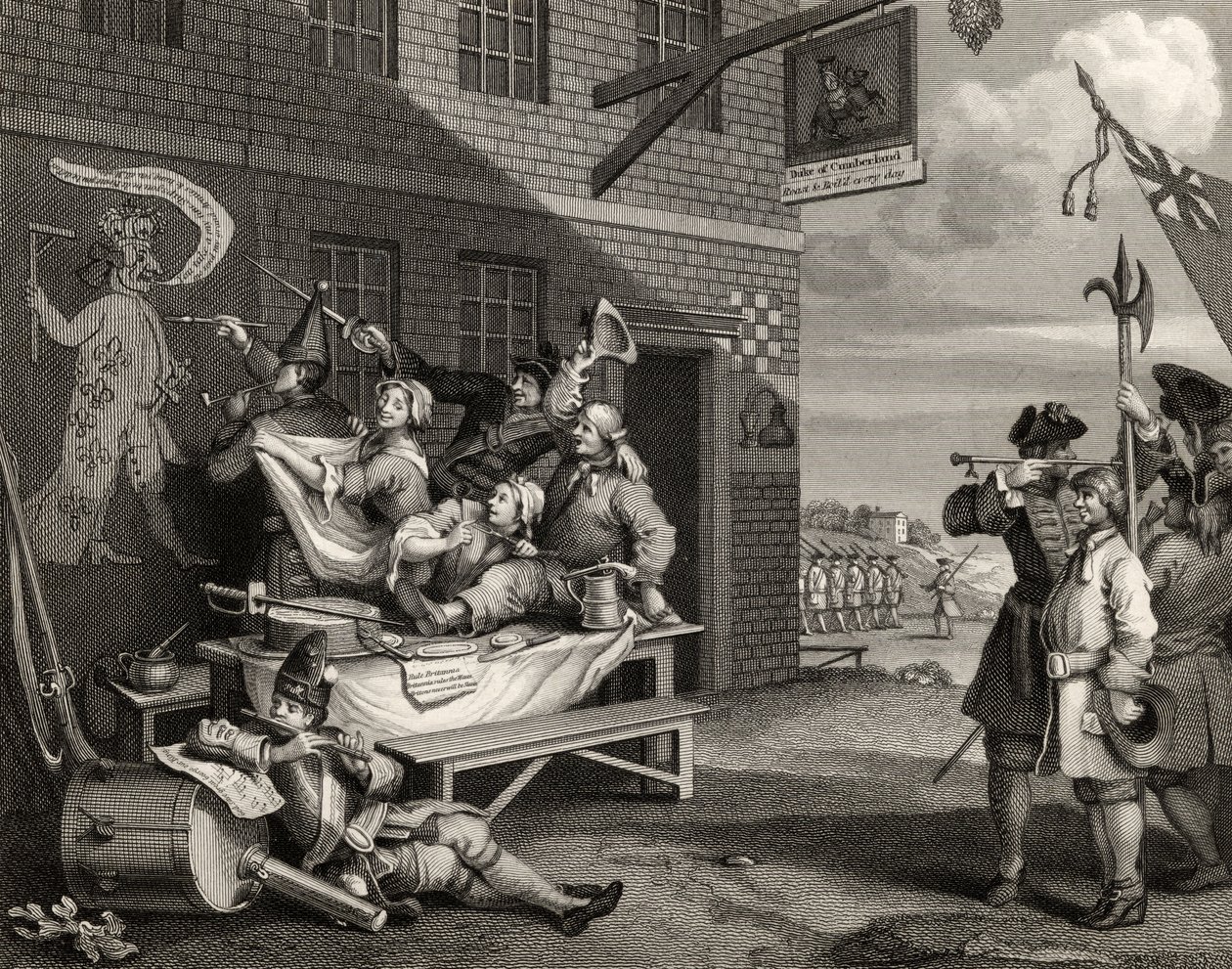 Anglia, Thomas Phillibrown metszete, a William Hogarth műveiből, 1833-ban alkotó: William Hogarth