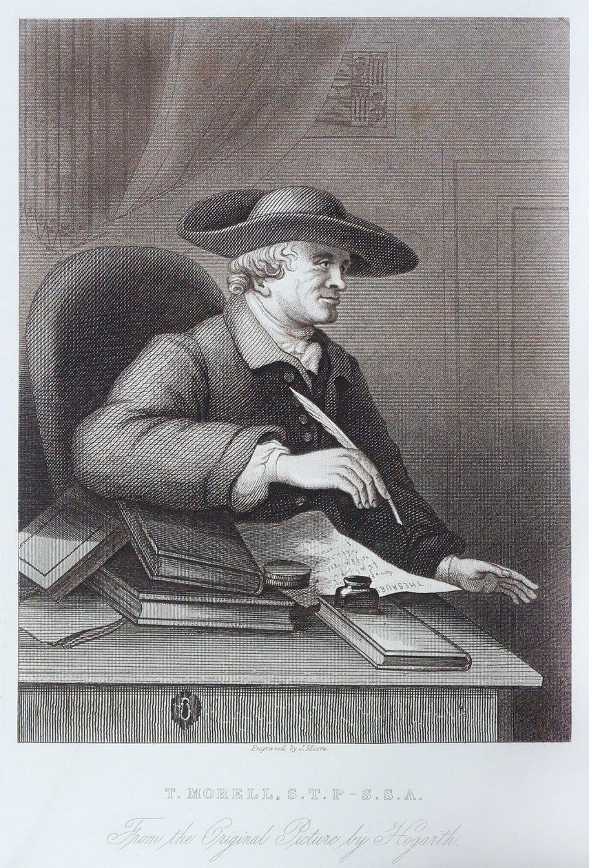 Engraving of T. Morell by William Hogarth alkotó: William Hogarth