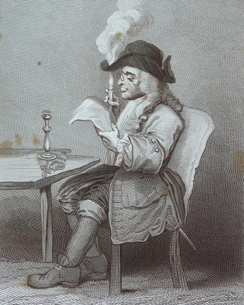 „A politikus” című metszet, William Hogarth alkotó: William Hogarth