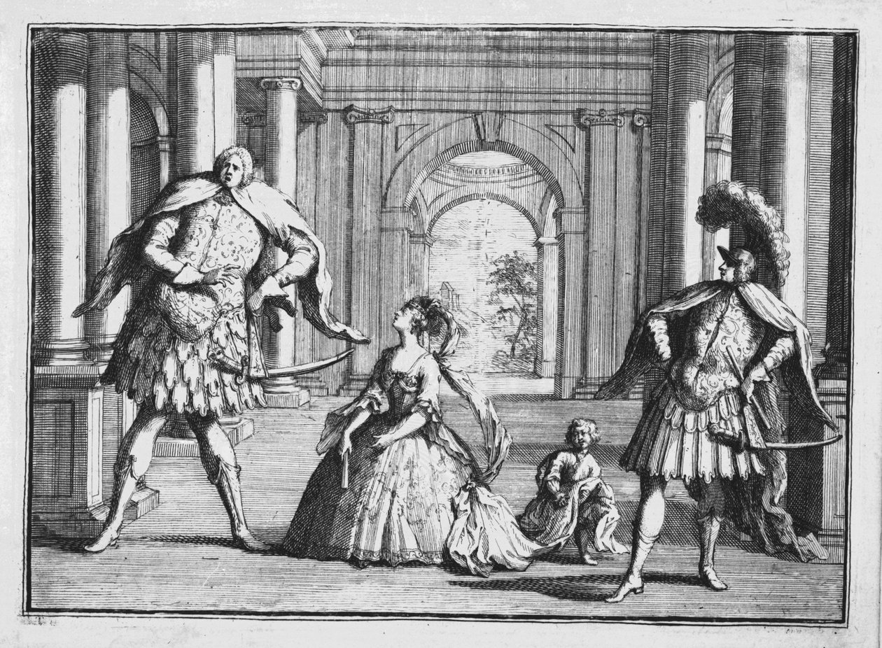 Farinelli, Cuzzoni és Senesino Händel „Flavio” című művében, 1728 körül alkotó: William Hogarth