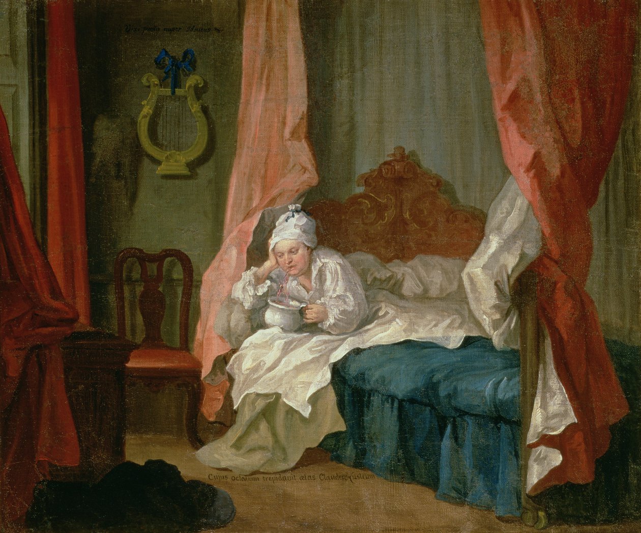Francis Matthew Schutz az ágyában, 1755-60 körül alkotó: William Hogarth