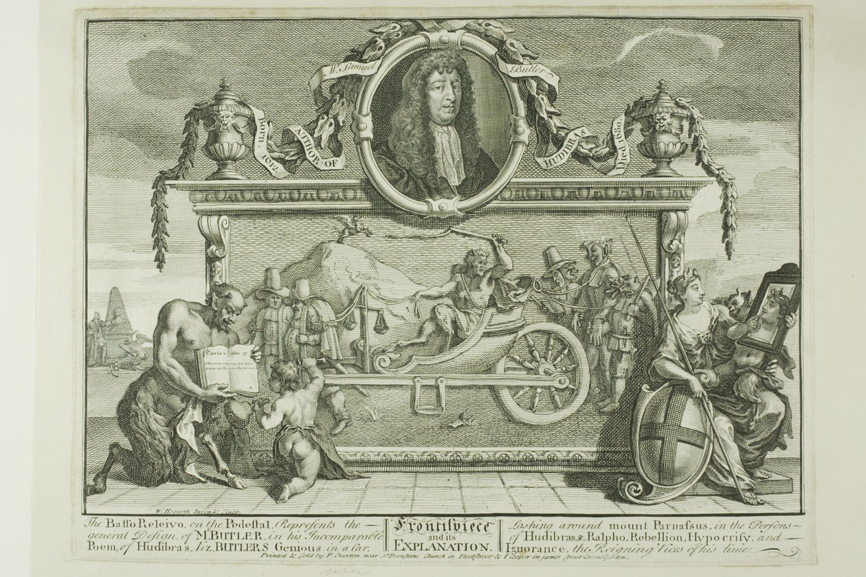 Előlap, első tábla a Hudibrasból alkotó: William Hogarth