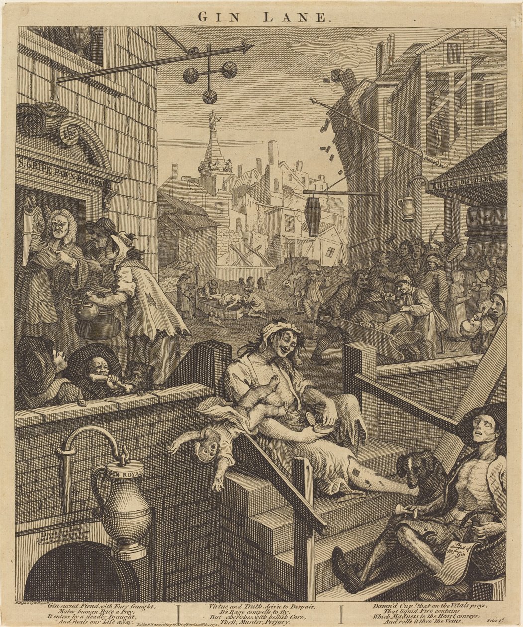 Gin Lane alkotó: William Hogarth