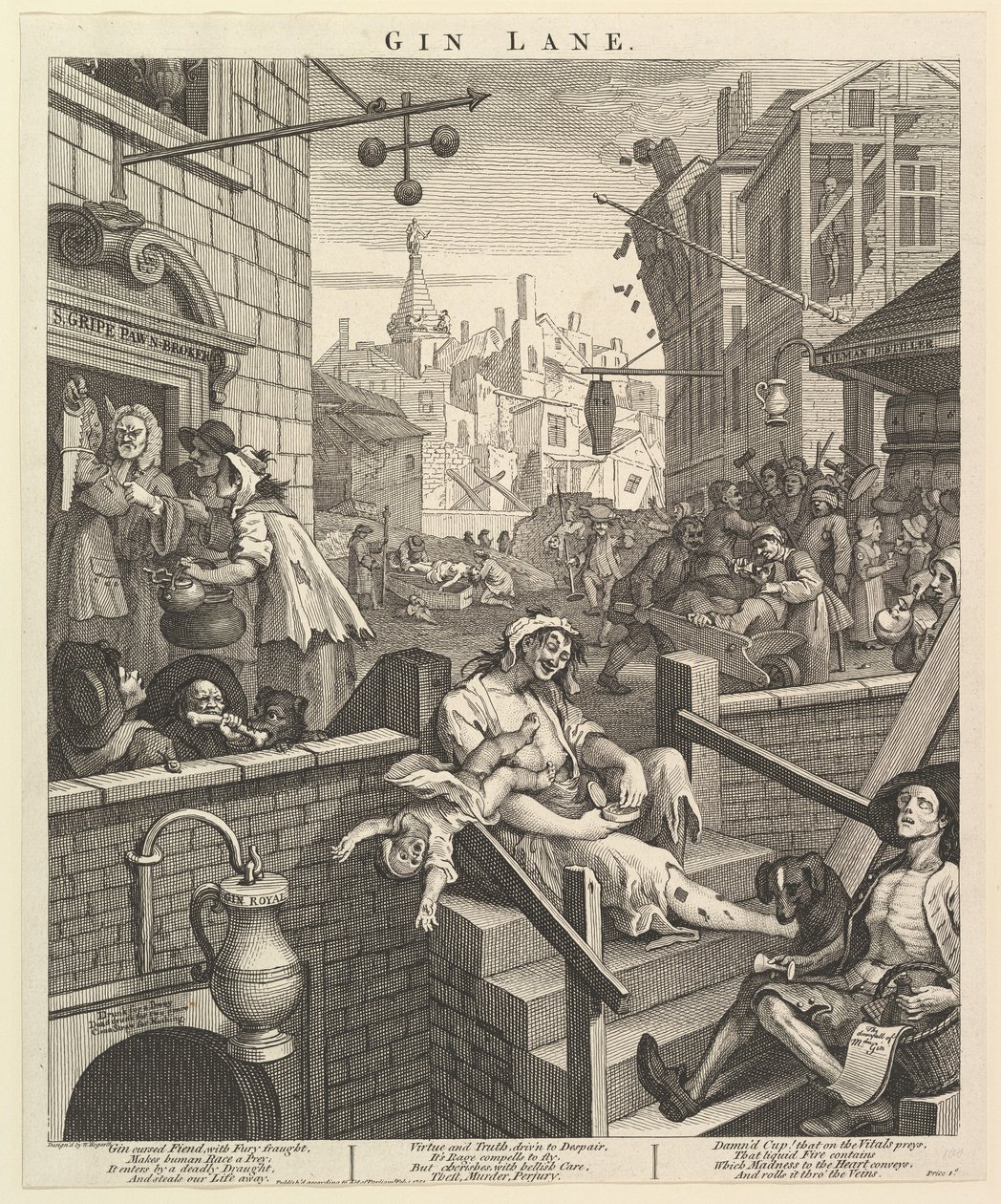Gin Lane, 1751. február 1. alkotó: William Hogarth