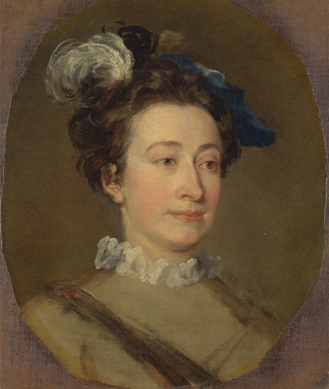 Lány tollas kalapban, kb. 1740. alkotó: William Hogarth
