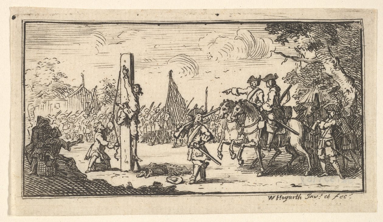 Hüvelykujjra akasztás Modern katonai büntetések, 1725 után. alkotó: William Hogarth
