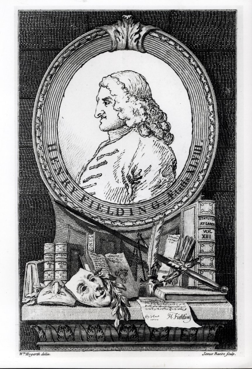 Henry Fielding (1707-54) negyvennyolc évesen, James Basire metszete alkotó: William Hogarth