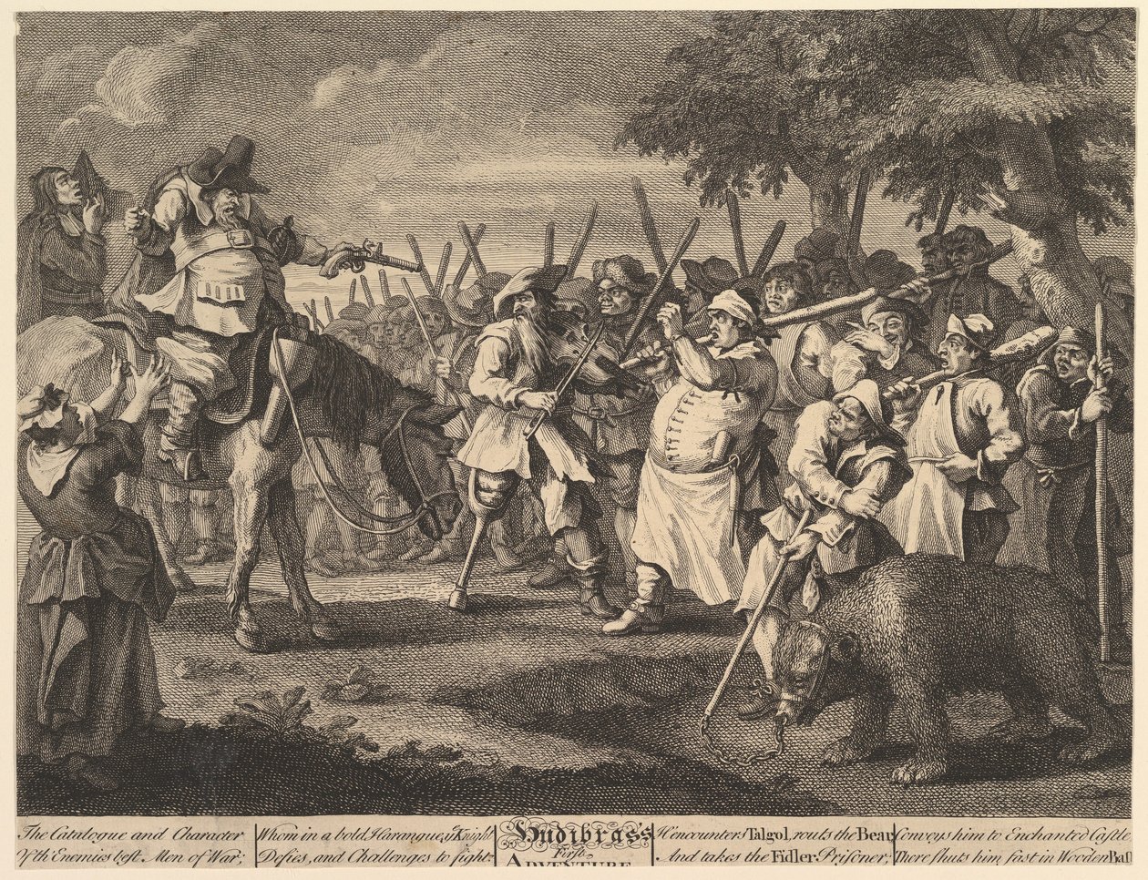 Hudibras első kalandja, tizenkét nagy illusztráció Samuel Butlers számára Hudi..., 1725. február–26. alkotó: William Hogarth