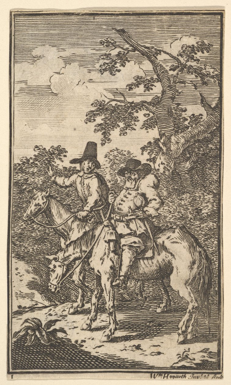 Hudibras Sallying Forth Seventeen Small Illustrations for Samuel Butlers Hudibras, no..., 1721-26. alkotó: William Hogarth