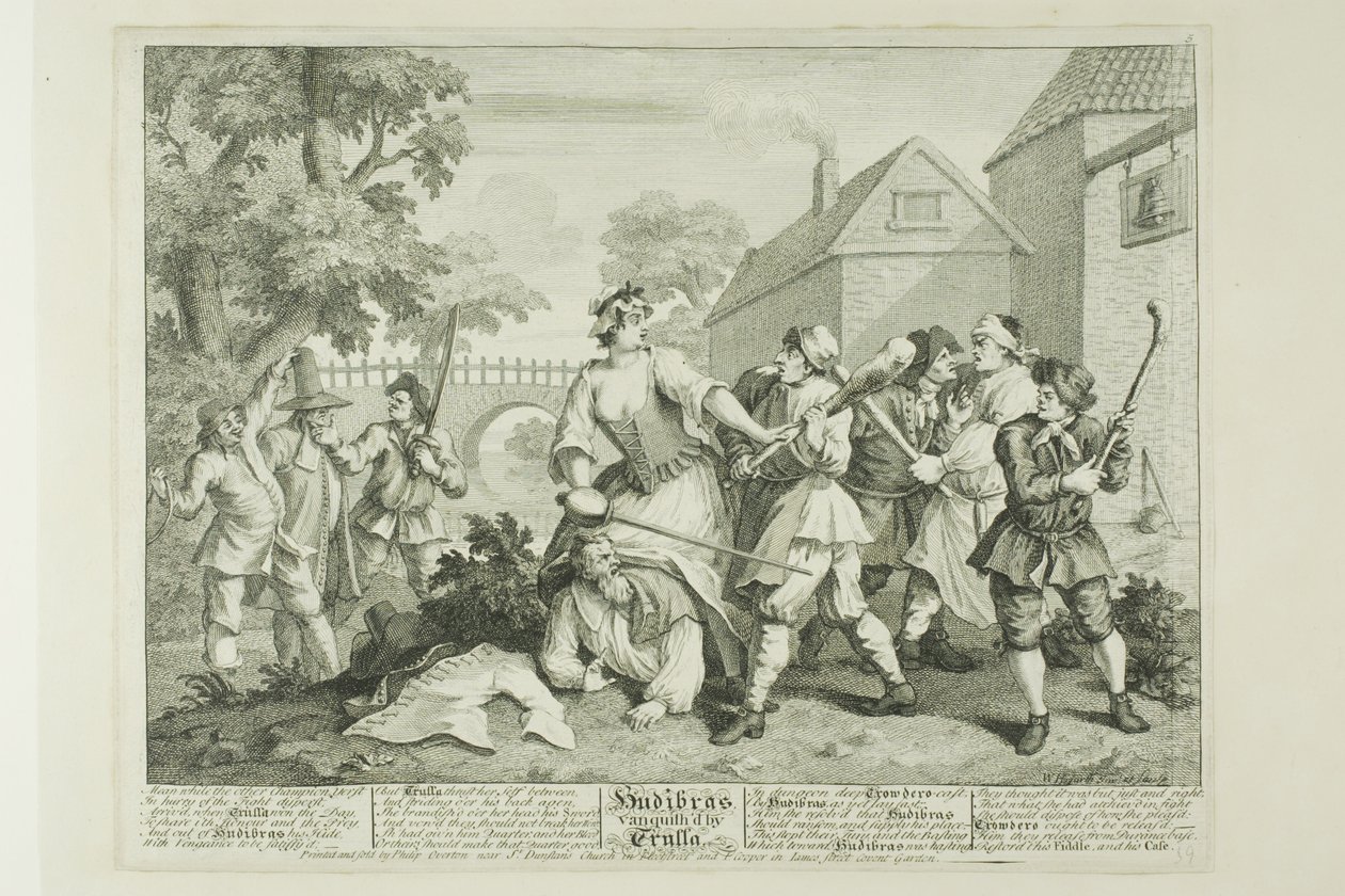 Hudibras Vanquished by Trulla, ötödik lemez a Hudibrasból alkotó: William Hogarth
