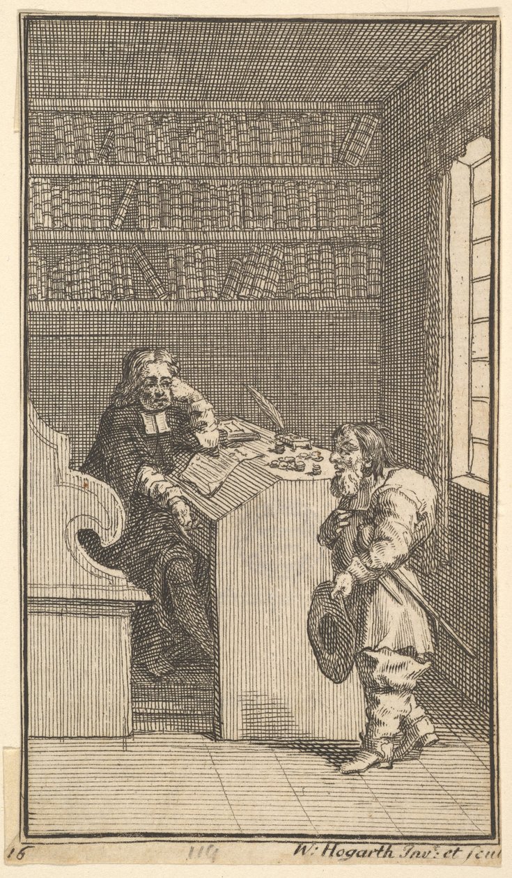 Hudibras és az ügyvéd Tizenhét kis illusztrációk Samuel Butlers számára Hudibras, no..., 1721-26. alkotó: William Hogarth