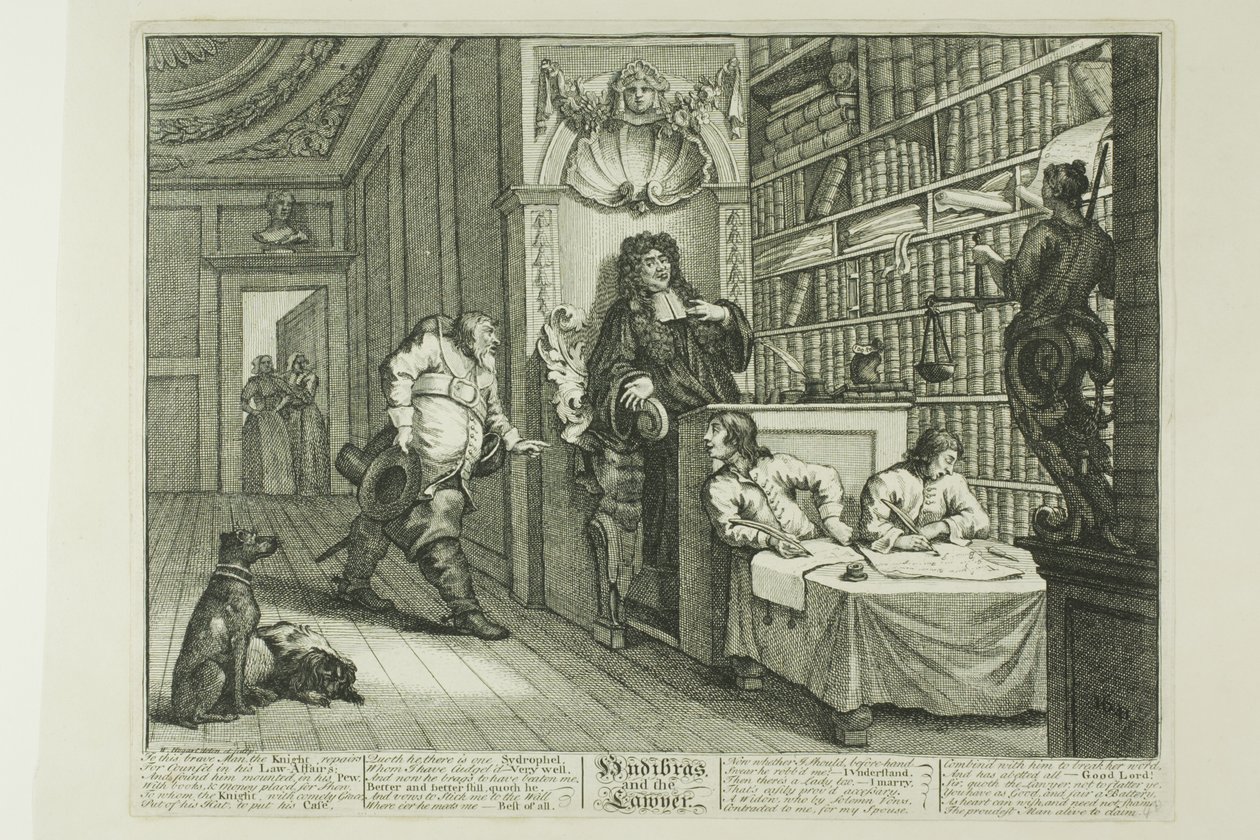 Hudibras és az ügyvéd, tizenkettedik lemez a Hudibrasból alkotó: William Hogarth