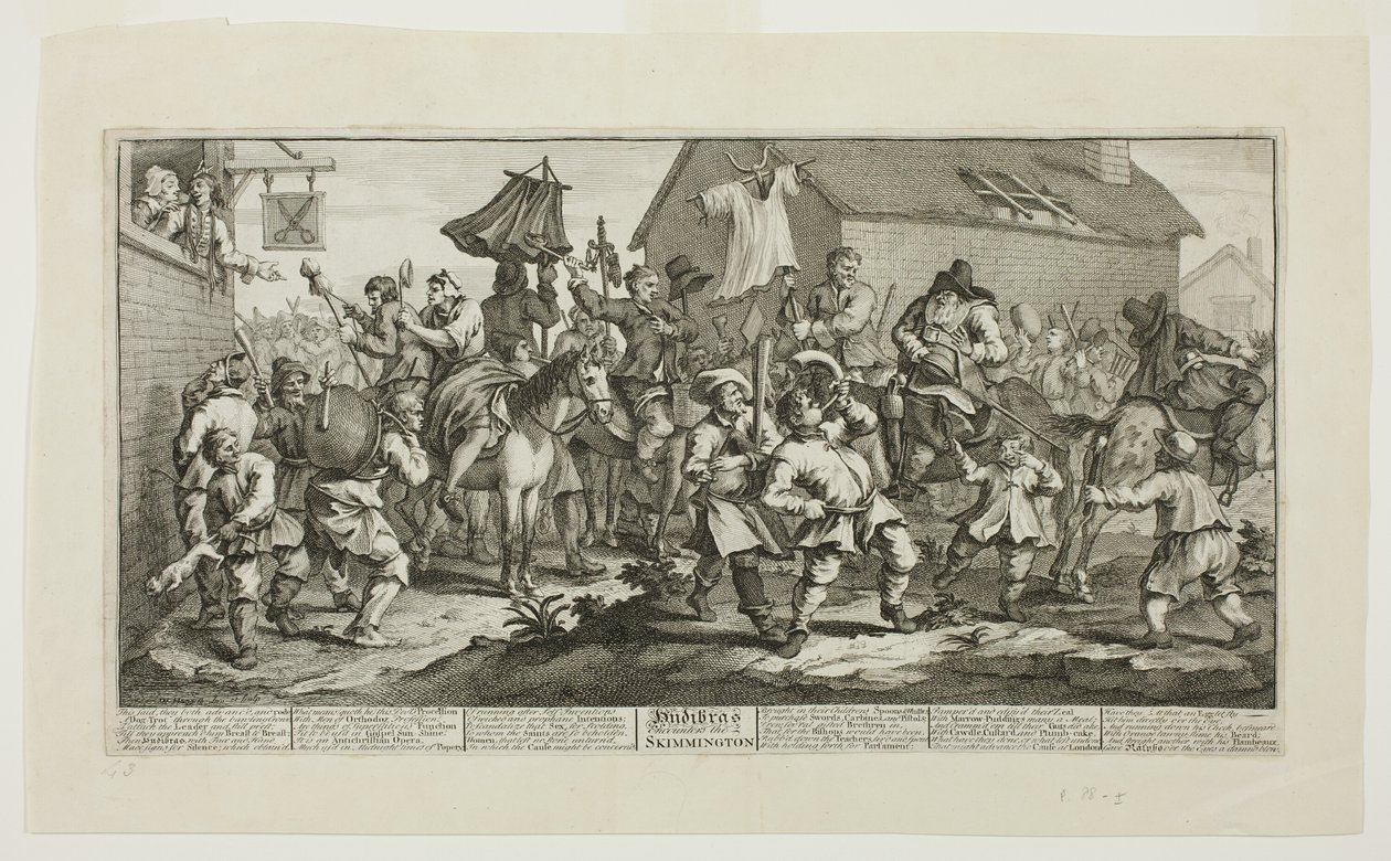 Hudibras és a Skimmington, a Hudibras hetedik táblája alkotó: William Hogarth
