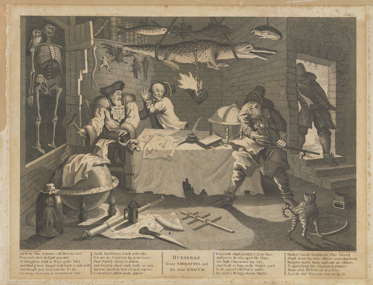 Hudibras megveri Sidrophelt és emberét, Whacumot alkotó: William Hogarth