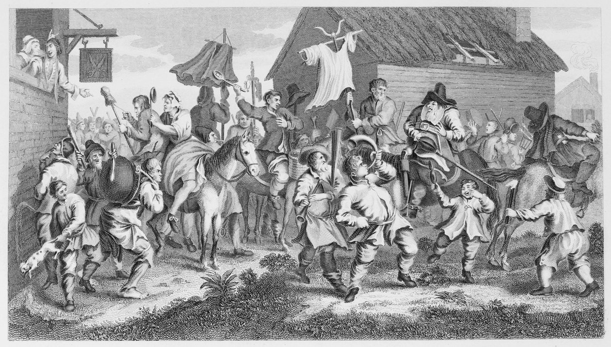 Hudibras találkozik a Skimingtonnal alkotó: William Hogarth