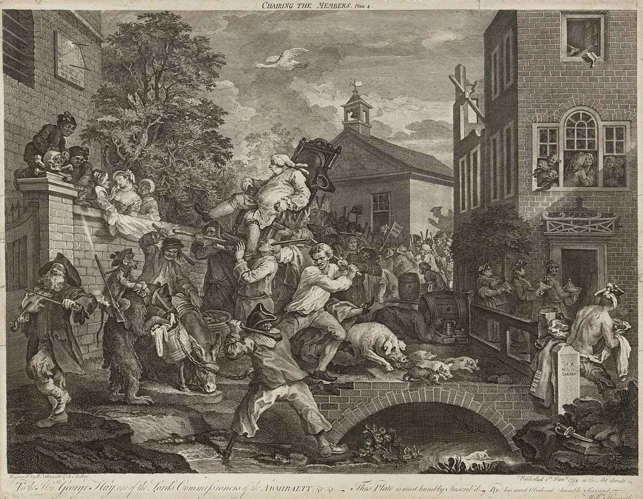 Egy választás humora (négyes készlet) (metszet) alkotó: William Hogarth