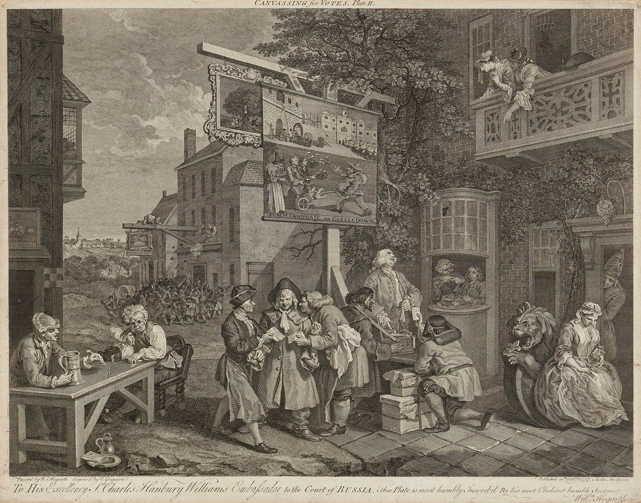 Egy választás humora (négyes készlet) (metszet) alkotó: William Hogarth