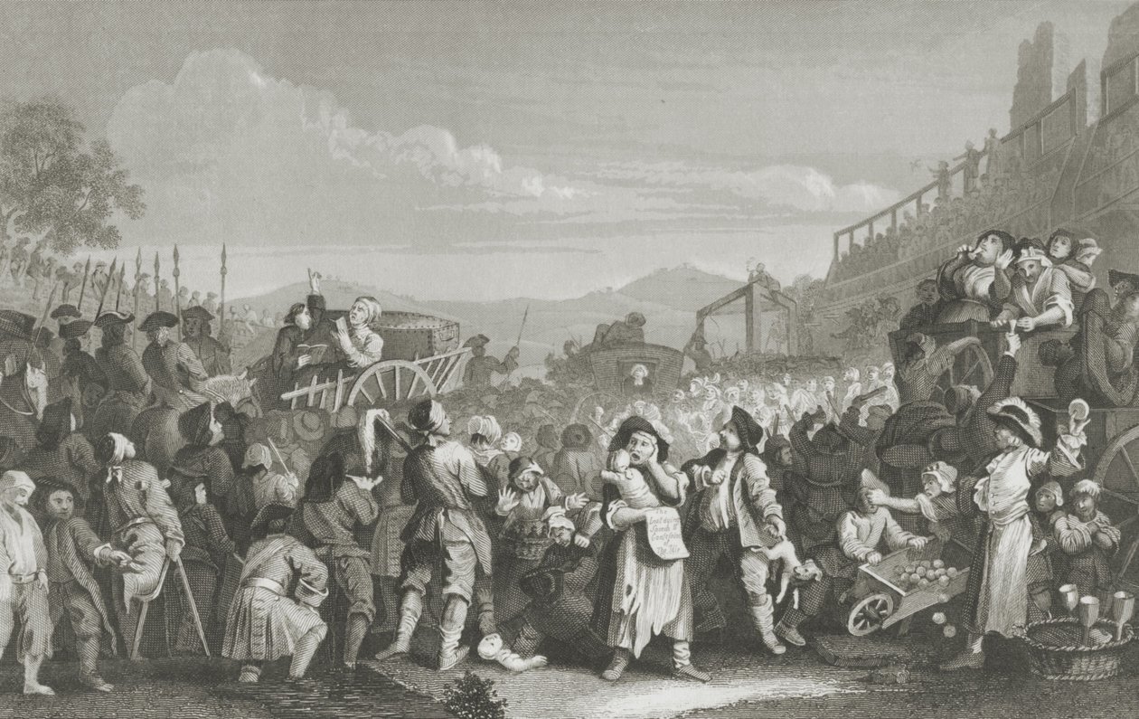 Tétlen a végrehajtás felé vezető úton alkotó: William Hogarth