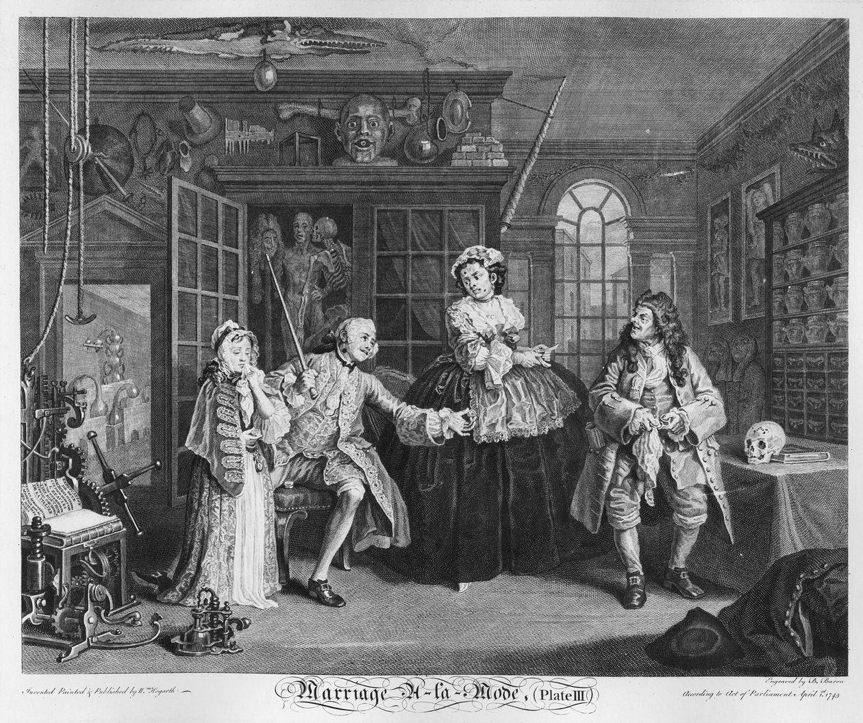 Házasság a la Mode, III. tábla, The Inspection, 1745 alkotó: William Hogarth