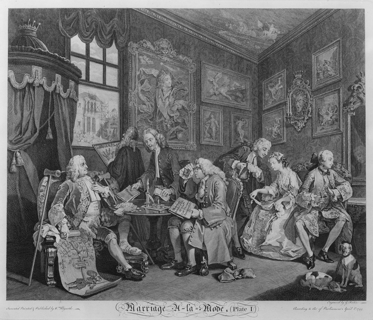 Házasság a la Mode, I. tábla, The Marriage Settlement, 1745 alkotó: William Hogarth