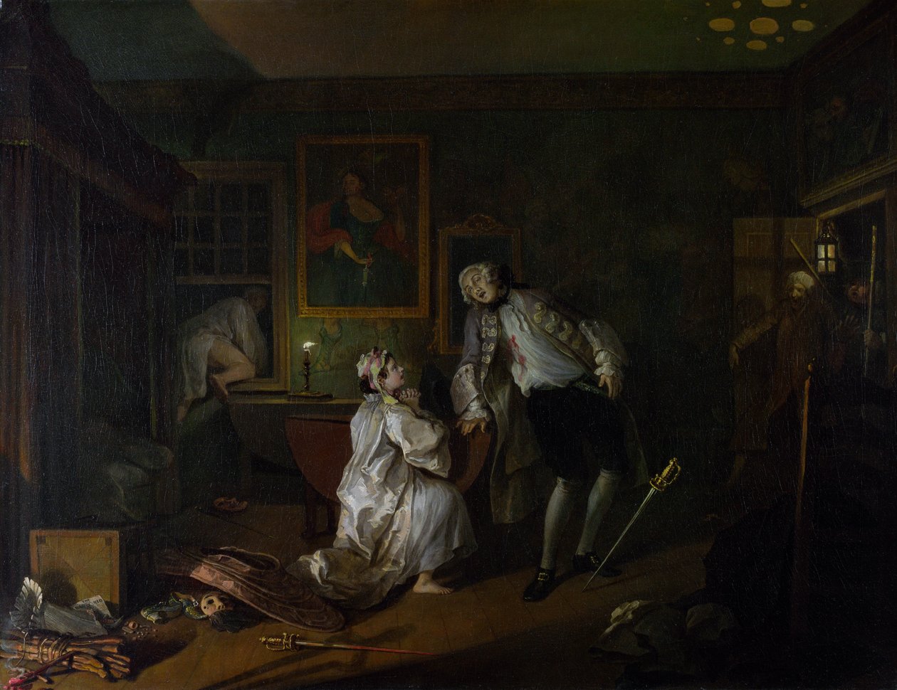 Házasság a la Mode: V, The Bagnio, 1743 körül (olaj, vászon) alkotó: William Hogarth