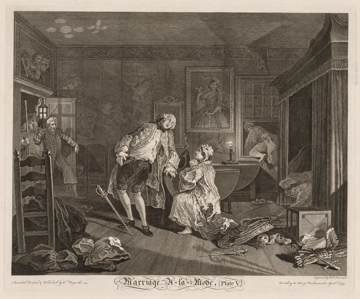 Házasság à la Mode: The Death of the Earl, 1745. alkotó: William Hogarth