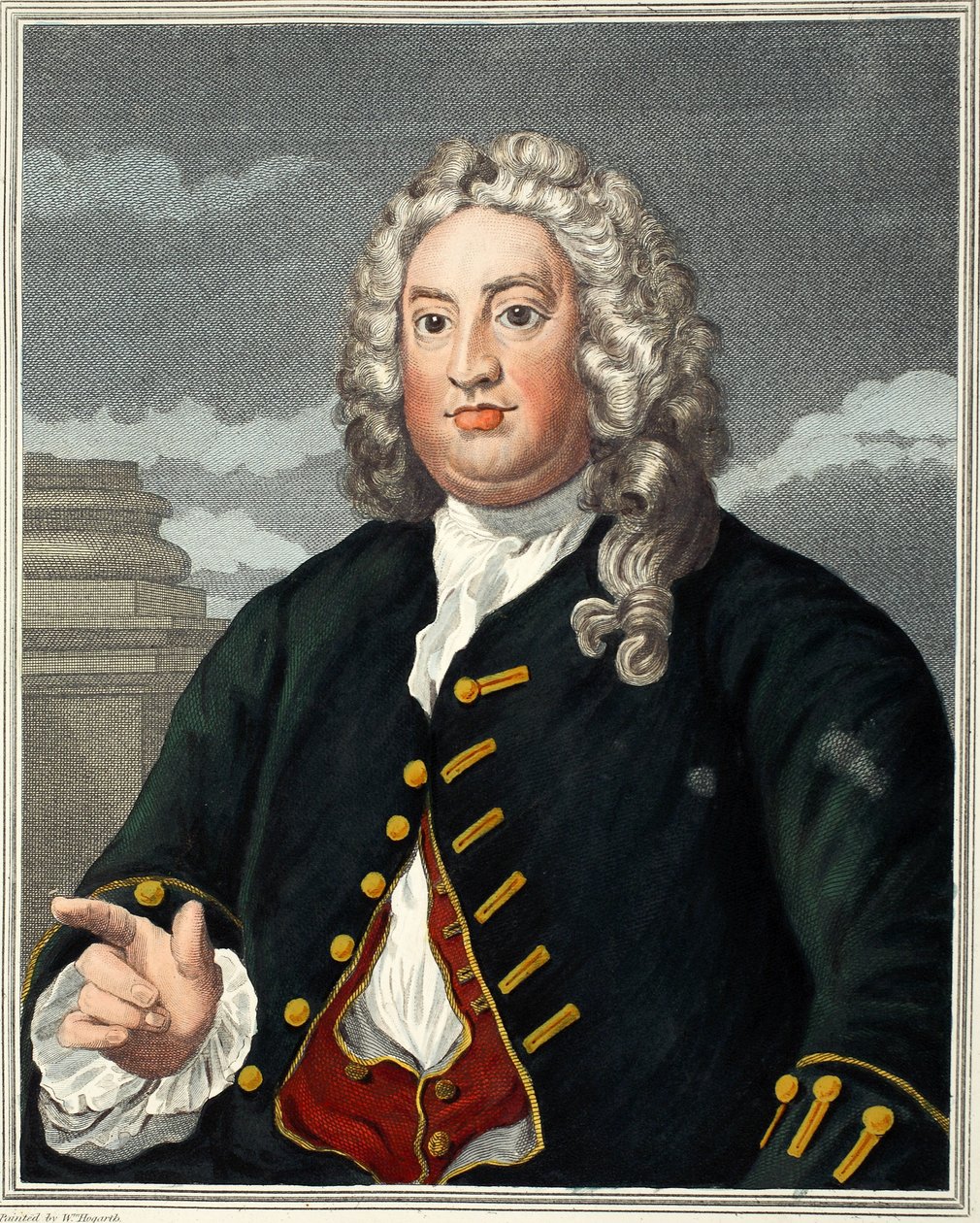 Martin Folkes, illusztráció a „Hogarth Restored: The Whole Works of the híres William Hogarth, re-graves by Thomas Cook”, pub. 1812 (kézzel színezett metszet) alkotó: William Hogarth