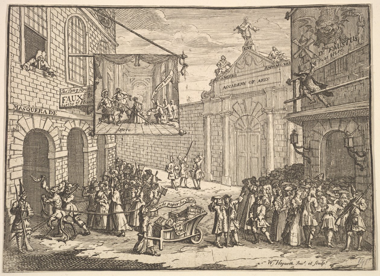Álarcosok és operák, 1724. alkotó: William Hogarth