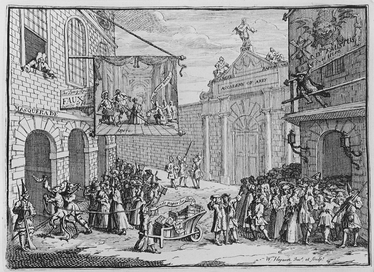 Álarcosok és operák, Burlington Gate, 1724 alkotó: William Hogarth