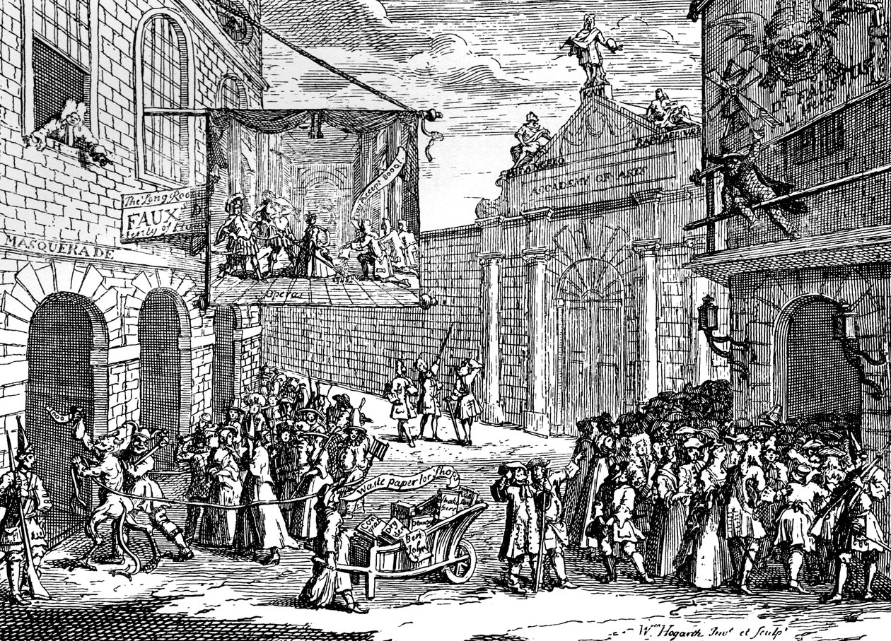 Álarcosok és operák, 1724. alkotó: William Hogarth