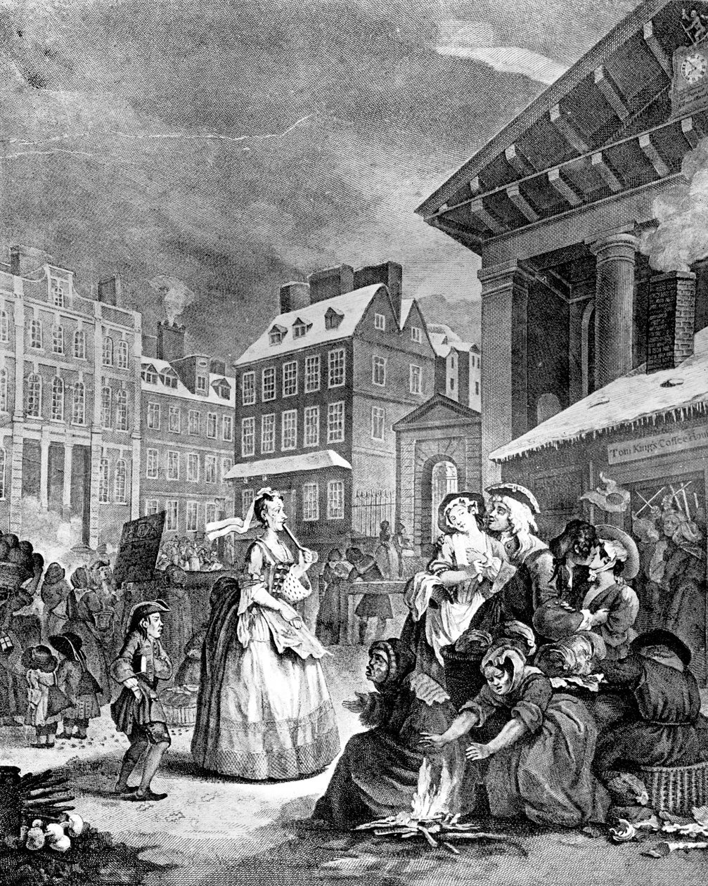 Reggel négyszer a napból, 1738. alkotó: William Hogarth
