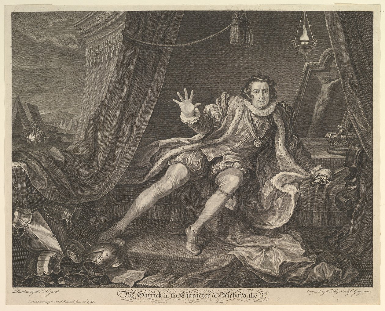 Mr. Garrick III. Richard karakterében, 1746. június 20. alkotó: William Hogarth