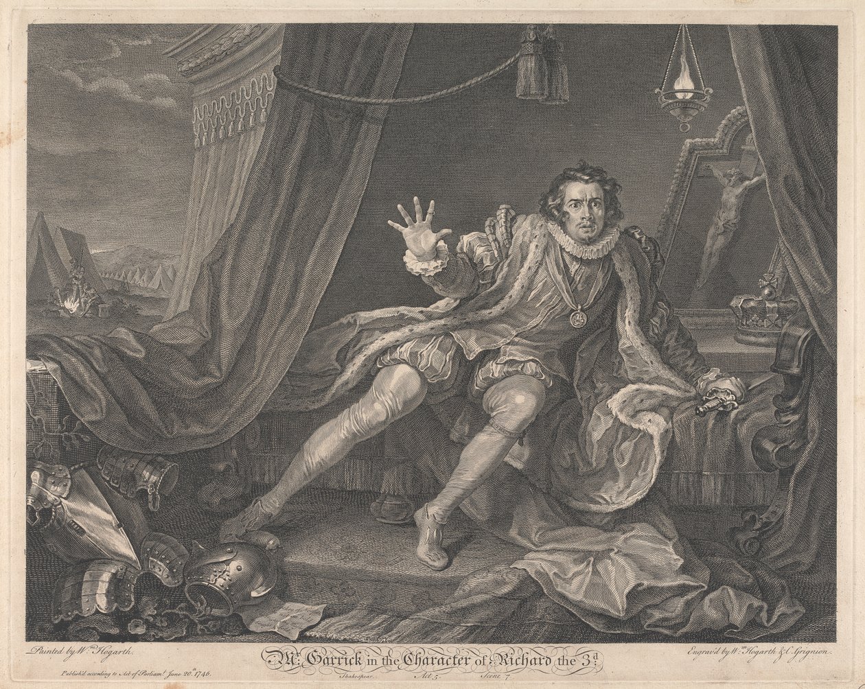 Mr. Garrick Harmadik Richárd karakterében – "III. Richard", V. felvonás, VII. jelenet alkotó: William Hogarth