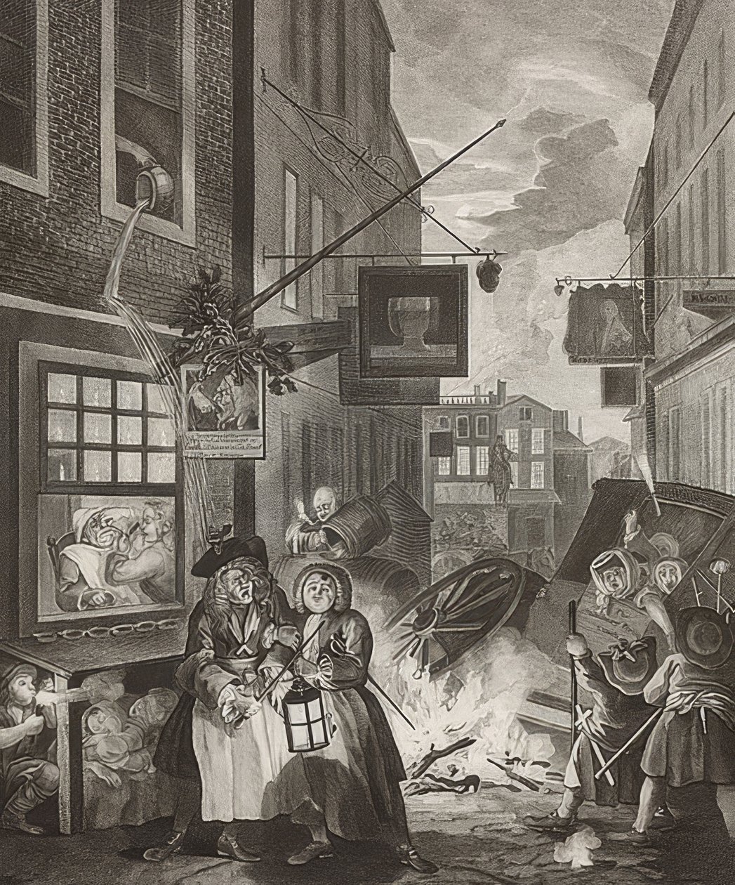 Éjszaka éjszaka. From: The Four Times of the Day / The four times of the day. 1738 alkotó: William Hogarth