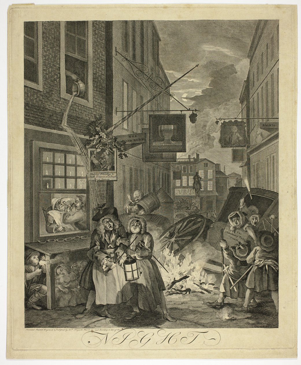 Éjszaka, négyes lemez a The Four Times of Day-ből alkotó: William Hogarth