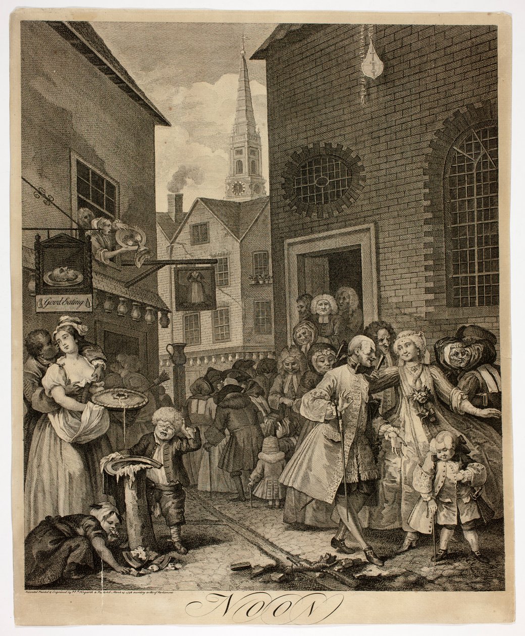Délben, kettes tányér a The Four Times of Day-ből alkotó: William Hogarth