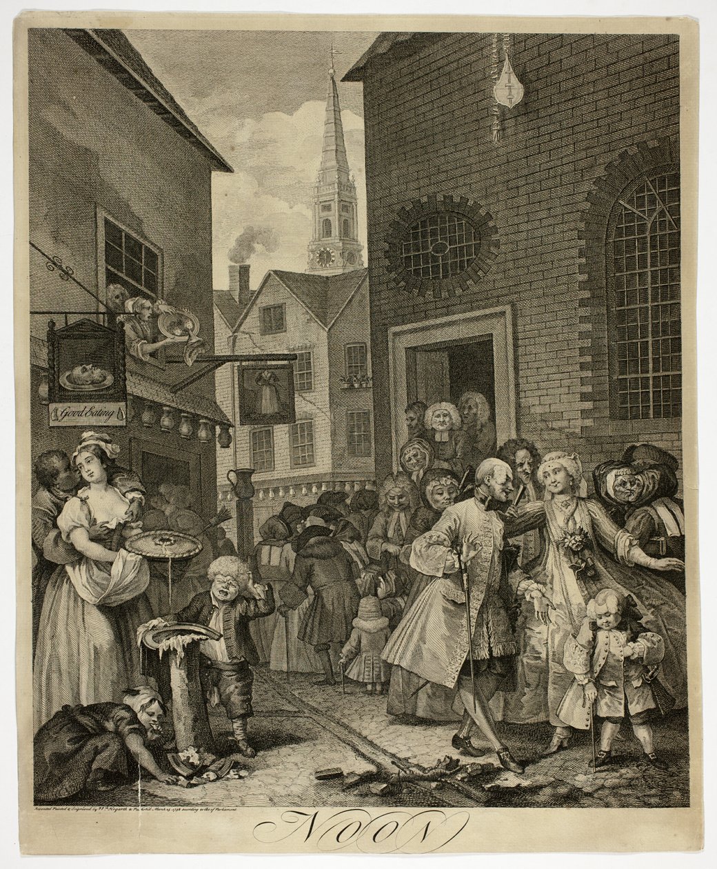 Délben, kettes tányér a The Four Times of Day-ből alkotó: William Hogarth