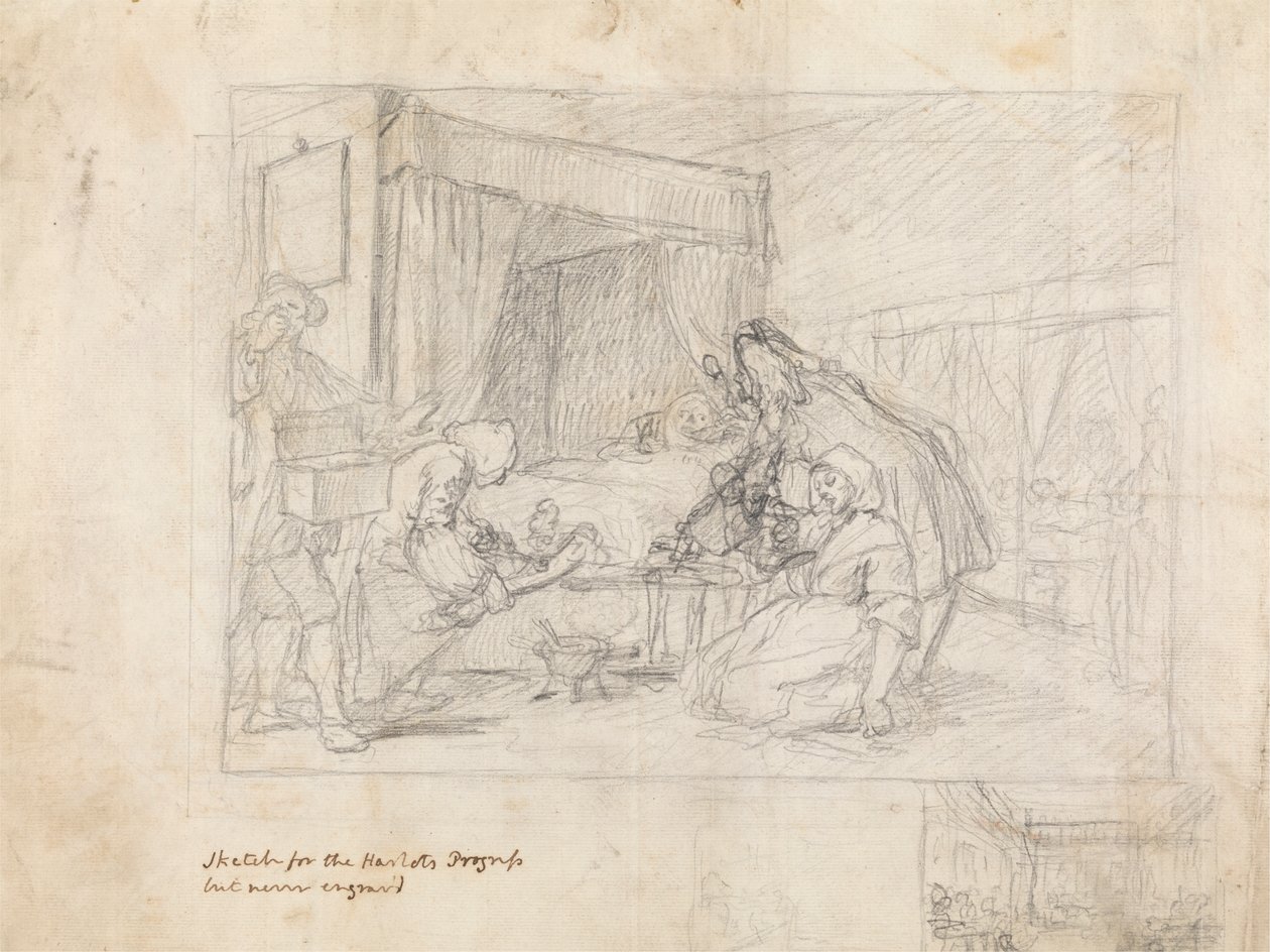 Műveleti jelenet egy kórházban, mellékvázlatokkal a margón a jobb alsó sarokban alkotó: William Hogarth