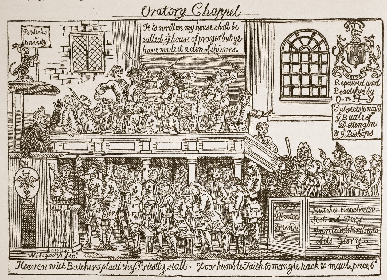 Oratory Chappel, illusztráció a "The Church of England: H.D.M. Spence-Jones, kiad. 1910 körül (szepiaszínű fotó). alkotó: William Hogarth