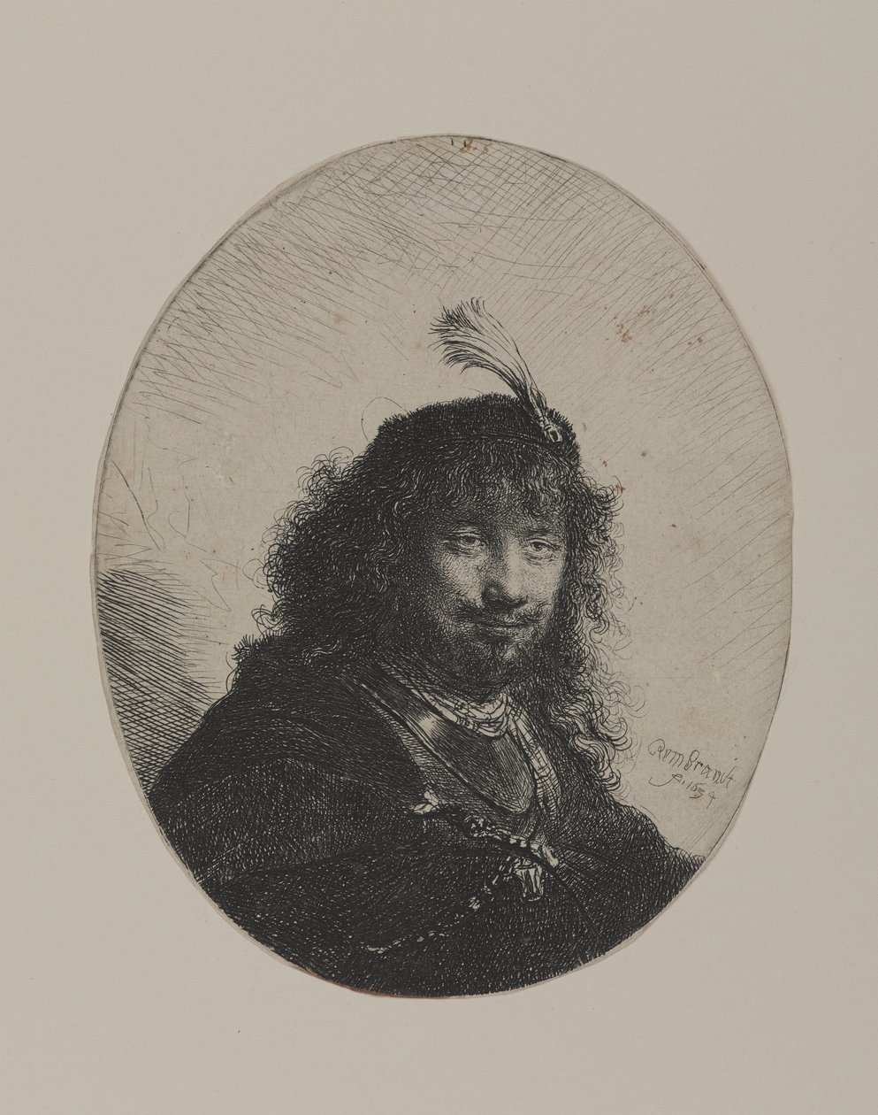 Rembrandt tollas sapkával és leeresztett szablyával alkotó: William Hogarth
