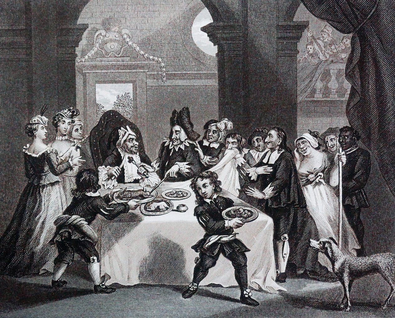 Sancho a lakomán, kiéheztette az orvosa, William Hogarth alkotó: William Hogarth