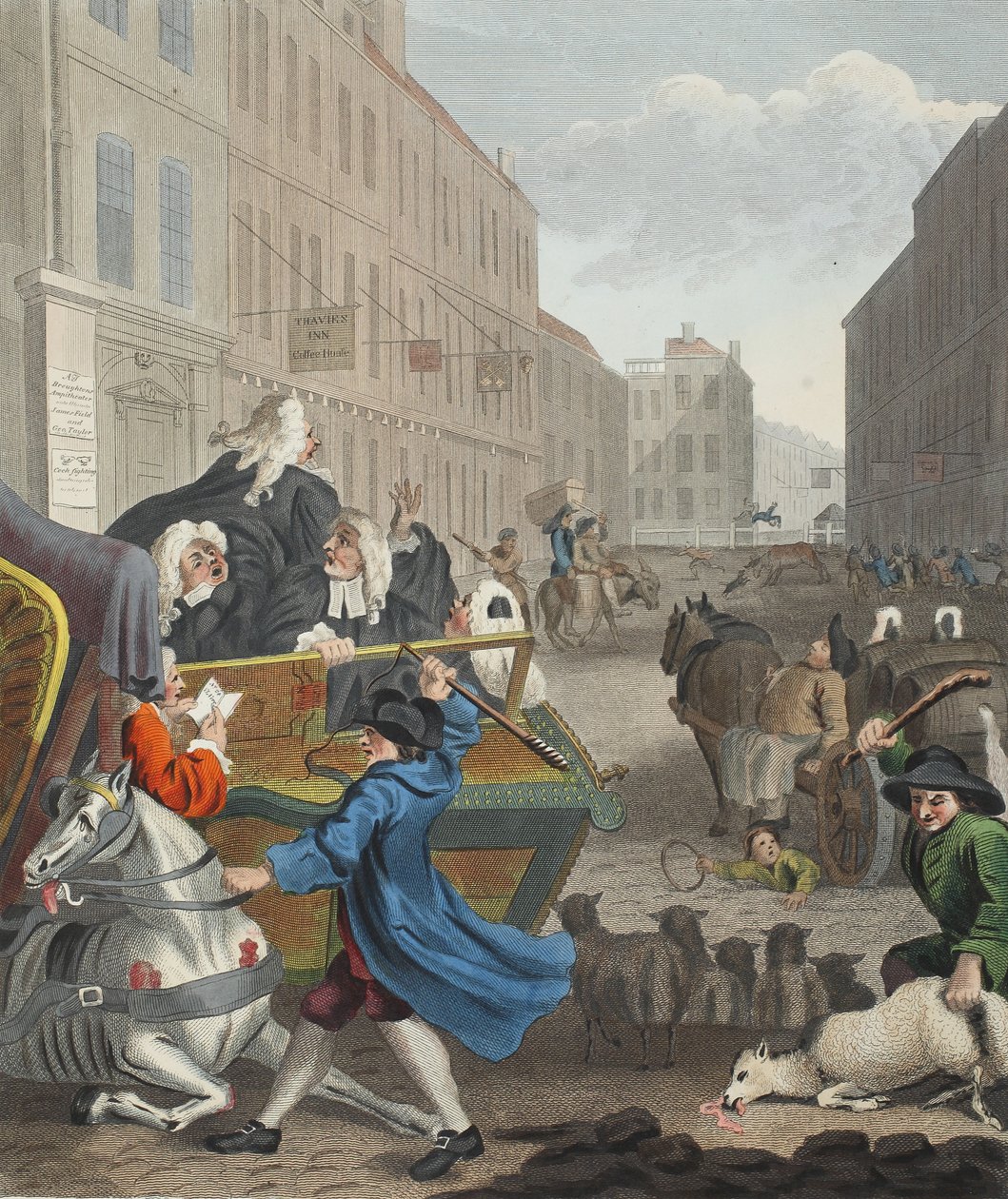 A kegyetlenség második szakasza, illusztráció a „Hogarth Restored: The Whole Works of the híres William Hogarth, újravésett Thomas Cook” című kocsmából. 1812 (kézzel színezett metszet) alkotó: William Hogarth