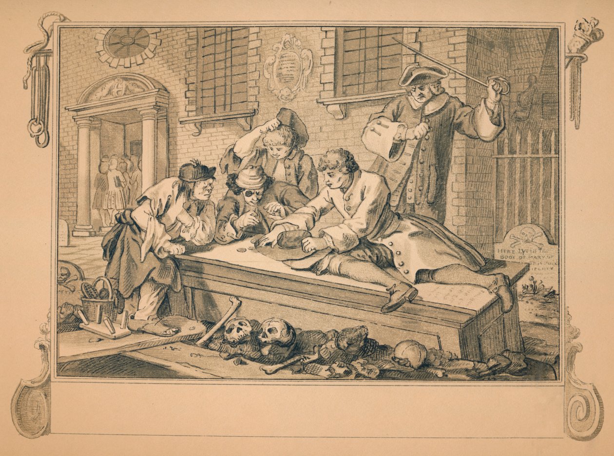 Vázlat az iparhoz és a tétlenséghez - III. tábla, 1747 alkotó: William Hogarth
