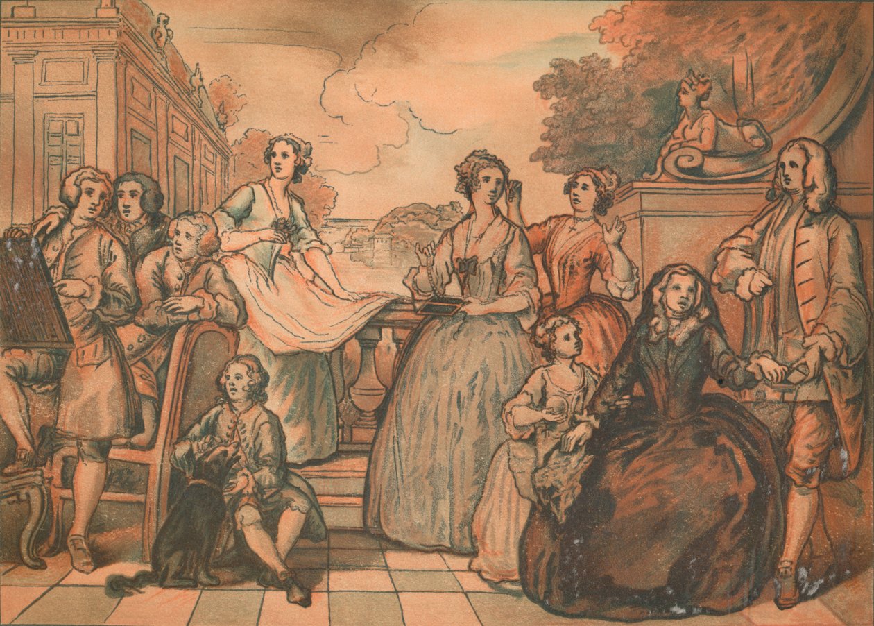 Vázlat a Jones családi beszélgetéshez, 1730 alkotó: William Hogarth