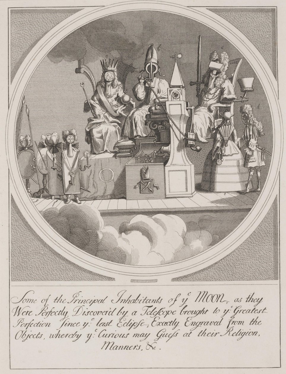 A Hold néhány fő lakója: Jogdíj, Püspökség és Törvény alkotó: William Hogarth