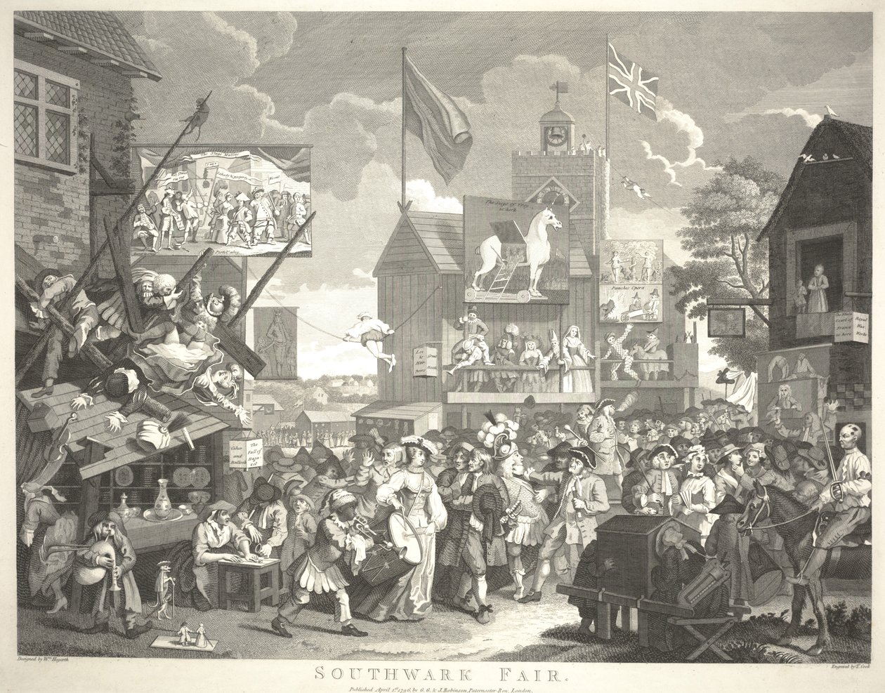 Southwark Fair, Thomas Cook (1744-1818) metszete alkotó: William Hogarth