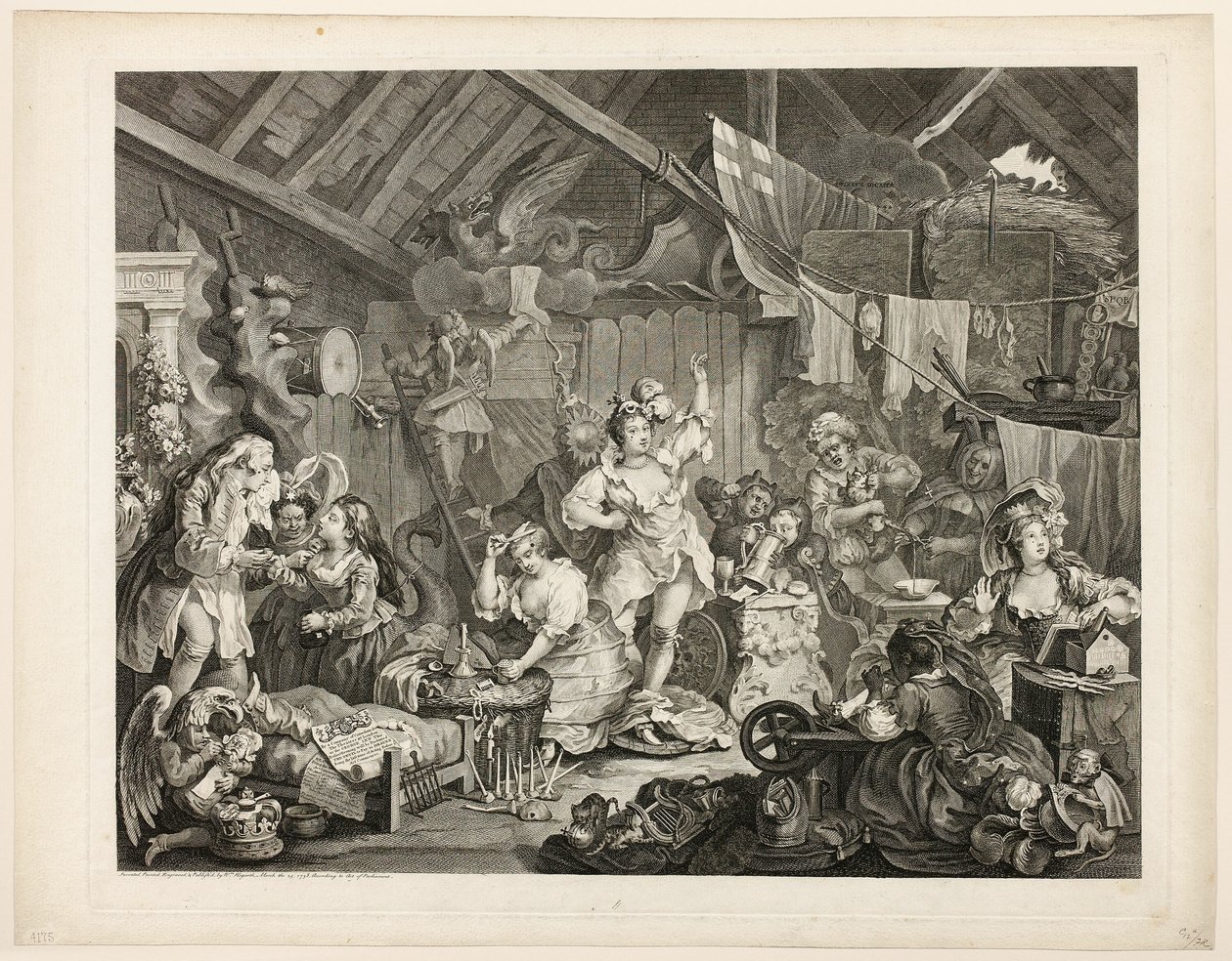Sétáló színésznők, akik egy pajtában öltözködnek alkotó: William Hogarth